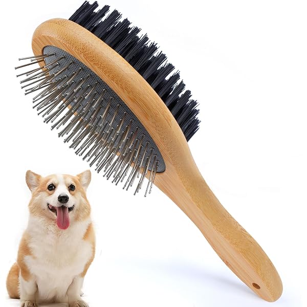 Brosse Double Face Pour Chien Rosewood - Taille S - Picots En Acier Et Poils Naturels - Pour Tous Types De Poils - Poignée Ergonomique - 5