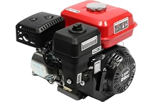 KIGERNEE Moteur à essence 7,5 CV (5,5 kW) 4 temps OHV - Noir et rouge - Moteur sur pied 212 cc refroidi par air avec démarreur électrique et démarrage par câble - Pour kart, engins de chantier, agriculture