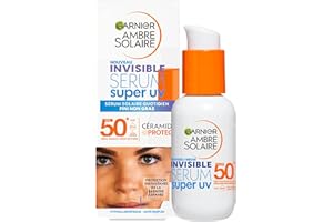 Garnier Ambre Solaire Super UV - Sérum Solaire Visage Invisible - Très Haute Protection SPF50+ - Pour Tous Types de Peaux - 30 ml