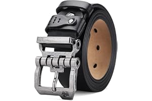 BISON DENIM Men's Belt - Leather Waistband with Anti-Scratch Pin Great for Jeans Cowboy & Work Wear Casual Alloy Buckle Belts