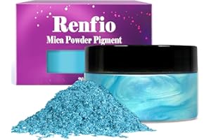 Renfio Pigmento in polvere di mica Pigmenti in polvere fini naturali Pearl Shimmer Resina Colorante per pittura Sapone Fare Bombe da bagno Slime 99,2 g (100 g) - Azzurro