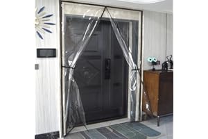 SANJIAOJIA Magnetic Thermal Insulated Door Curtain,Transparent PVC Door Cover Thermal Magnetic Screen Door,Self-Sealing PVC Weatherproof Winter Warm Curtain,for Patio Balcony,Custom (W140xH240cm(55x94in))