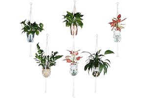FONYET 5 Stück Makramee Blumenampel Innen Boho Stil Baumwollseil Hängeampeln für Pflanzen Innen 3 Stile von hängeblumentöpfe Weiß Baumwollseil Hängetopf für Innen, Außen, Garten, Balkon, Fenster, Wohnzimmer