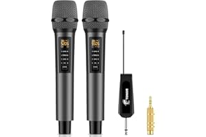 TONOR Microfoni senza fili con Effetti sonori bassi/eco/alti, Cordless Handheld Dynamic Singing Mic System con Ricevitore per Karaoke Home KTV Matrimonio Festa, 30 UHF Frequenze Regolabili, 60M TW525