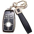 CACARLIKE for Car Key Fob Cover with Pearl Keychain Lanyard, Black…