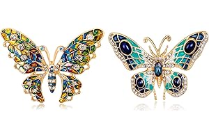CAILIYA Brosche,Schmetterlings Brosche,Bunte Brosche Pins Legierung,Fashion Insekt Boutonniere,Perfekte Verzierung für Frauen und Männer,mit Einem Schönen Geschenkkasten,Ideale Geschenkauswahl (2 Arten,2Pcs)