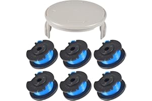 AUEJACKY Szpula podkaszarki do trawy Ryobi, szpula żyłki do podkaszarki do trawy, AC14RL3A, kompatybilna z Ryobi One +, Ø 1,65 mm, długość 3,3 m (6 zapasowych szpul + 1 nasadka)