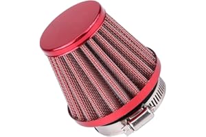 MOCNT Filtro Aria 45mm 46mm 47mm Filtro Aspirazione Aria Auto Filtro Sfiato Turbo Filtro Aspirazione Aria Fredda Moto Filtro Carter Olio Morsetto Fredda Filtro dell'aria Rosso