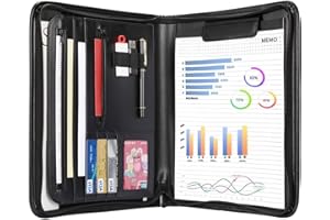 Leathario Teczka teczka A4, wegańska, skórzana, biznesowa, konferencja, organizer z zamkiem błyskawicznym, dla mężczyzn i kobiet