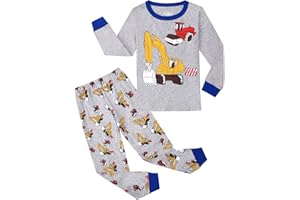 Gumyoss Pigiama per Bambini Ragazzo Dinosauro Manica Lunga Cotone Inverno Natale Abbigliamento da Notte 3-9 Anni