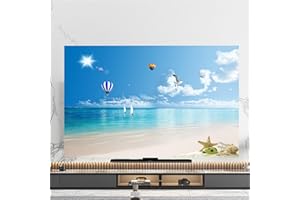 Hixingo Cubierta Antipolvo TV, Patrón Estrella de Mar 3D Cubierta Antipolvo Television 32-80inch Funda para Televisor Elástico Universal Cubierta de TV Protector TV (32inch,Globo aerostático)