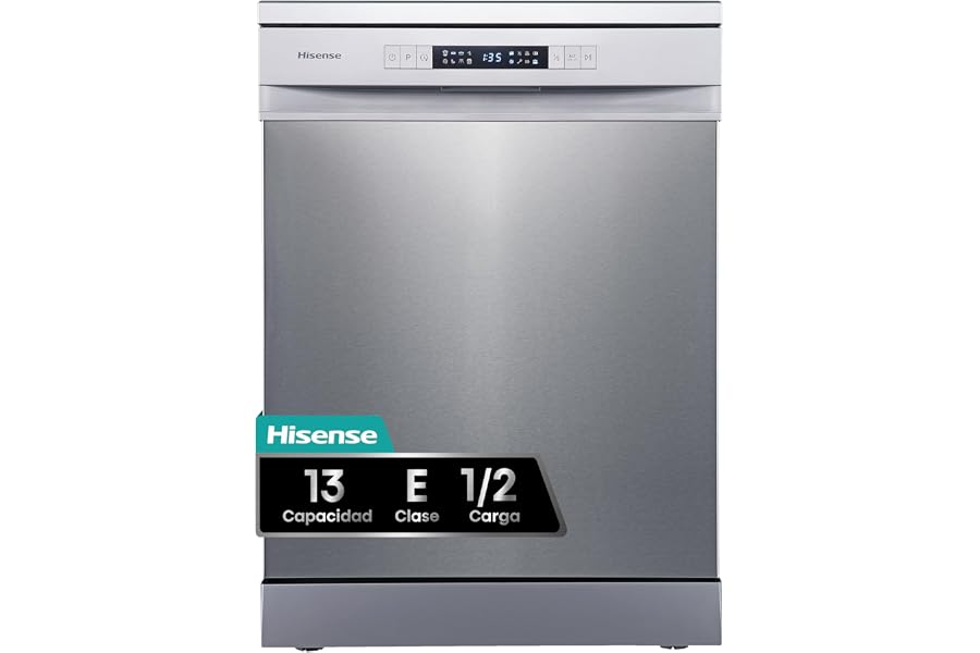 Hisense HS622E10X - Lavavajillas, Capacidad para 13 servicios, 60 cm, Programa ECO, Silencioso, 2, Filtro autolimpiable, Cont