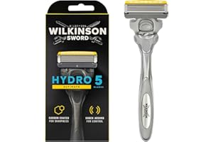 WILKINSON SWORD - Hydro 5 Ultimate Razor For Men | Shock Absorb Technology | Hydrating Gel & Precision Trimmer | Handle + 1 Blade
