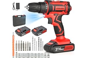 YKGUTILU Trapano Avvitatore Batteria 21V, Avvitatore a Batteria 40N.M, con Avvitatore Elettrico a Due Sezioni 2.0AH, Coppia 25 + 1, 2 Velocità, 24 Accessori, Per Progetti Domestici, Fai da te