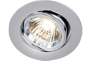 Knightsbridge IP20 230V/12V GU10/MR16 Chrome Recessed Tilt Twist & Lock Downlight, Aluminium