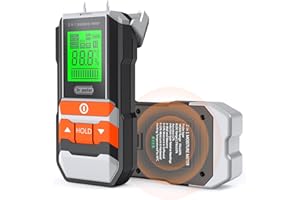 Medidor de Humedad, Dr.meter 2 in 1 Sin Pines Medidor Humedad Pared con Pantalla LCD 4 Modos de Medición para Madera, Material de Construcción, Paredes de Leña, Suelo de Papel
