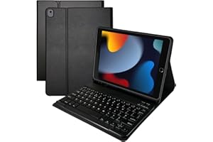 CofunKool Keyboard Case for iPad 9th Generation 10.2 2021, Case with QWERTY Layout Detachable Wireless Keyboard for iPad 8th Gen 2020, 7th Gen 2019, Air 3, Pro 10.5" 2017, Black
