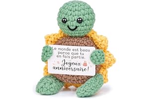CHERIGIFT Cadeau Noel Homme Femme, Cadeaux Anniversaire Homme Femme, Tortue Positive Crochetés Mignons À La Main, Cadeau Noel Fille Garcon Frere Sœur Ami Enfant Ado Couple, Decoration Maison Motivante
