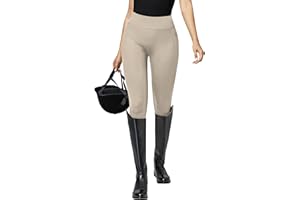 QUEENIEKE Pantalones de equitación, pantalones de asiento completo con bolsillos para mujer – antideslizante silicona rodilla agarre caballo caballo medias