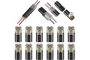YEMETEY 20Pcs Low Voltage Wire Connectors, 2 Pin Electrical Connectors Compact Wire Terminals, Quick Dual Wire Terminal Block No Wire-Stripping Required Compact Conductor Cable Connectors for 18-22mm AWG