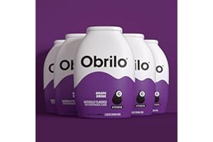 OBRILO Liquid Water Flavoring Enhancer Drops - Sugar-Free, Zero Calorie, Dye Free, Naturally Flavored, 5 Bottles, 2.0 fl oz Each, Makes 150 Drinks, Great for Kids, Energy Boost, Diet-Friendly (Grape Drink)