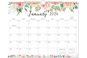 ARTFAN 2024 Calendar - Calendar 2024 UK with Thick Papaer, Jan. 2024 - Dec. 2024, Wall Calendar 2024, 2024 Calendar month to view, Twin-Wire Binding Hanging Hook Large Mixed Color Ruled Blocks