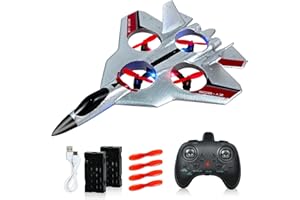 Ulikey RC Flugzeug für Kinder, 2.4GHz Ferngesteuertes Flugzeug, USB-Aufladung Flugzeugmodell mit 4 Achsen Gyro Stabilisator, LED-Nachtlicht und 4 Ersatzpropellern, Geschenk für Kinder und Anfänger