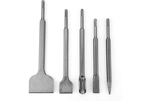 ESTINK Set di Scalpelli 5 pezzi per SDS Plus, Scalpello di Piastrelle, Scalpelli Larghi, Scalpelli Piatti, Scalpello a Forma di U, Punta Scalpelli per Martelli Perforatori e Demolitori