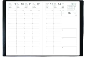 EXDI Agenda Semainier Olympe - Dimension 16 x 24 cm - 1 Semaine Sur 2 Pages - Janvier 2026 à Décembre 2026 - Couverture Noir