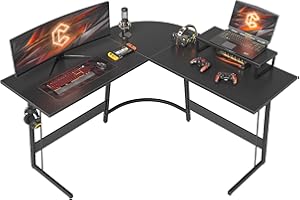 ‎CUBIKER Cubiker Gaming Tisch 120x120x75cm, Schreibtisch mit Monitorständer, Eckschreibtisch, Gaming Schreibtisch L Form, Computertisch, Schwarz