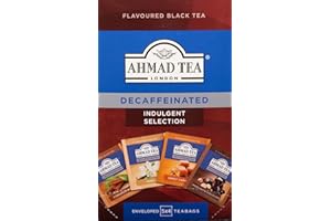 Ahmad Tea Black Tea | Decaffeinated Indulgent Selection | Vanilla, Sweet Caramel, Chocolate & Hazelnut, Cinnamon Spice | 20 Teabag Sachets | 1 Pack