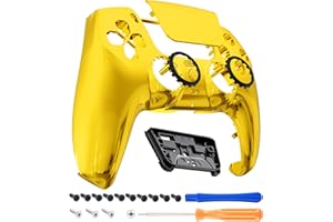 eXtremeRate Luna Re-Design Front Gehäuse für ps5 Controller BDM-010/020/030/040/050 Model, Ersatz Hülle Faceplate&Touchpad&Accent-Ring, Custom integrierend Case Cover für ps5 Controller-Chrome Gold