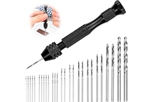 MINSHUXI 28 Stück Handbohrer Mini Bohrmaschine Pin Vise Handbohrmaschinen mit 27 Mikro Spiralbohrer Bits für Modelle Holz Schmuck Bernstein Kunststoff DIY Präzisionsbohrungen（0.5-3.0mm）