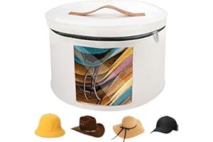 LES-THERESA Scatola Cappelli, Scatola Porta Cappelli Scatola Rotonda Cappelli Cappelliere Scatole Rotonde, con Cerniera Bidirezionale e Finestra Trasparente, Ideale per Riporre Una Varietà di Cappelli