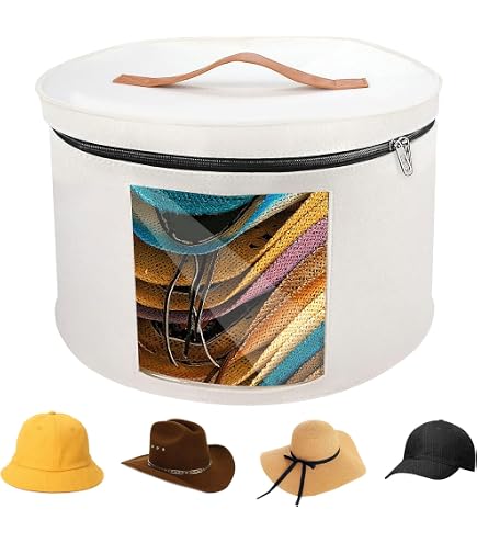 Lot De 2 Boîtes à Chapeaux Rondes Avec Couvercle Et Fermeture Éclair 42×28 Cm – Protection Voyage & Rangement