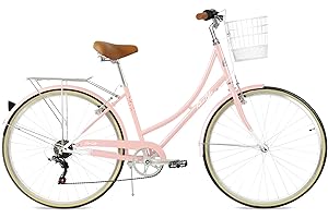 FabricBike Step City- Bicicleta de Paseo Mujer, Bicicleta Urbana Vintage Retro, Bicicleta de Ciudad Estilo Holandesa con Cambios Shimano y Cesta. Sillín Confortable.
