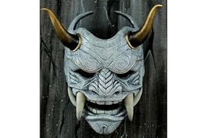 AUSUKY Demone Giapponese Diavolo Hannya Oni Samurai Kabuki Mostro Maschera in lattice Cosplay Puntelli