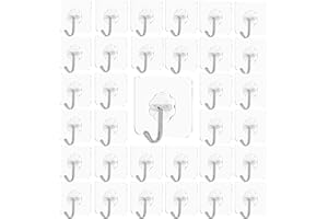 LABOTA 50 Pack Heavy Duty Adhesive Wall Hooks with Stainless Hooks,Max 10KG/22lb,Nail Free Sticky Hangers,for Bathroom, Kitchen, Towels, and More