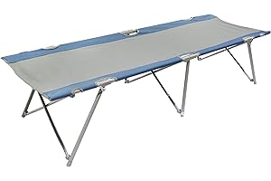 Homecall Lettino da campeggio pieghevole, colore: grigio/blu