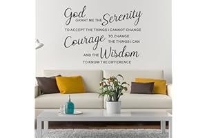 ANFIGURE Wall Stickers, Bathroom Wall Stickers, Non-Printing, Islamic Bible Verse God Christian Scripture Jesus Prayer Boys Girls Home Vinyl Art Family Decor Sayings Words, God Grant me The Serenity 26.2"X19"