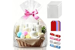 EDUNASS Papier Transparent Emballage,Grand Sac Cadeau Cellophane Emballage Transparent Papier Emballage Fleuriste,Panier Cadeau Film Cristal,Papier Cellophane,Papier Cadeau pour Fleurs, 5pcs 100x75CM