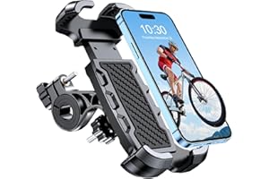 Mohard Soporte Movil Bicicleta, [Nunca Se Cae] Anti Vibración Soporte Movil Moto Montaña con Rotación 360° para ATV Scooter Compatible con iPhone 17 Pro/16 Plus, Galaxy S25 y Otro 4.7-6.8" Móvil