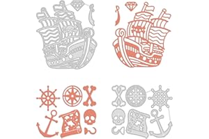 GLOBLELAND 2Pcs Navire Pirate Matrice de Découpe Pirate Modèles de Coupe en Métal Pochoirs Ensemble de Matrices de Coupe en métal Matrices en Métal pour Scrapbooking
