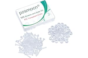 Pzsmocn 200 Pezzi / 100 Set M3 PC Kit Viti e Dadi Acrilico Trasparente. Vite in Plastica M3 * 15 mm PC Acrilico Trasparente Croce Stringere a Mano Vite Tonda e Kit M3 Dado Esagonale.