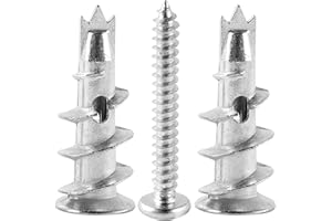 SOPHISTICATE Chevilles pour placoplatre, 100 Pièces Chevilles Pour Placoplâtre Autoperceuses en métal avec vis. Pour la fixation dans la pierre, la brique, le béton, les plaques de plâtre
