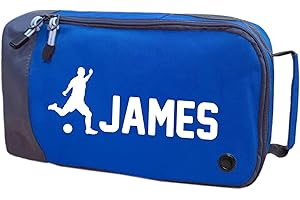 ABSOLUTELY TOP Childrens Football Boot Bag Boys Girls Footy Gift Customised Rugby Sports Shoe Bag Any Name (Deep Sea Blue Bag/White Print)