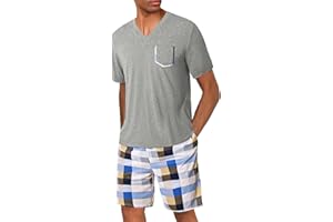 Uniexcosm Ensemble de Pyjama Été Pyjama Homme Coton Court Pyjama Homme Pantalon Manches Courtes