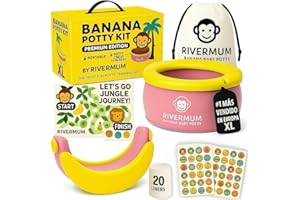 RIVERMUM® Banana Premium XL Foldable Potty for Kids - Ideal for Travel or Home Use - Includes 20 Pockets, Stickers, Calling and Carry Bag (New XL, Pink)