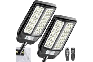 Adewalk 3000W*2 lampadaire solaire avec télécommande, Lampe solaire extérieure étanche ip66 avec capteur de mouvement, 6500k lumière solaire super lumineux spot Solaire LED jardin extérieur garage rue