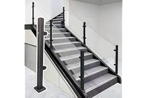 CVTER Poste para Barandilla de de postes de barandilla de vidrio cuadrados de acero inoxidable con abrazadera: postes de barandilla de vidrio para balaustrada, balcón, jardín, interior y exterior.